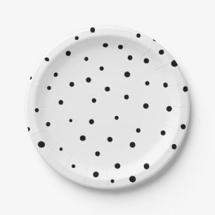 Plato De Papel Black Confetti Dots Modern Paper Plates