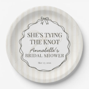 Plato De Papel Black Coquette Bow Beige Bridal Shower Brunch
