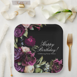 Plato De Papel Black Dark Moody Elegant Birthday Party