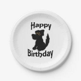 Plato De Papel Black Dog Happy Birday White