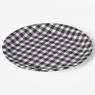 Plato De Papel Black Gingham
