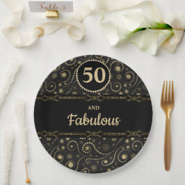 Plato De Papel Black & Gold ANY AGE Birthday