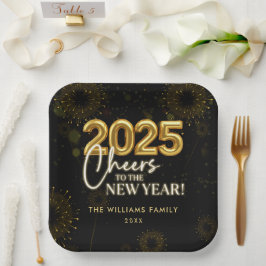 Plato De Papel Black Gold Champagne anima a Fiesta de Nochevieja