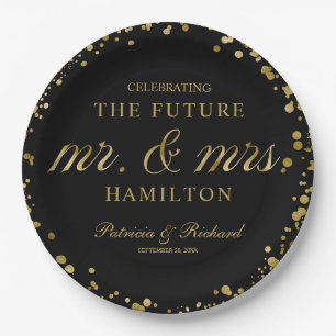 Plato De Papel Black Gold Future Mr. y Mrs Engagement Party
