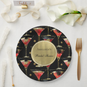Plato De Papel Black Gold Glam bebe ducha de novia