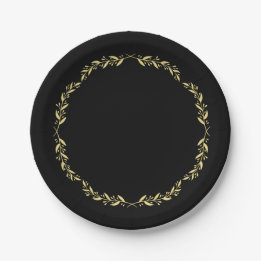 Plato De Papel Black & Gold Poker Night Party Plates