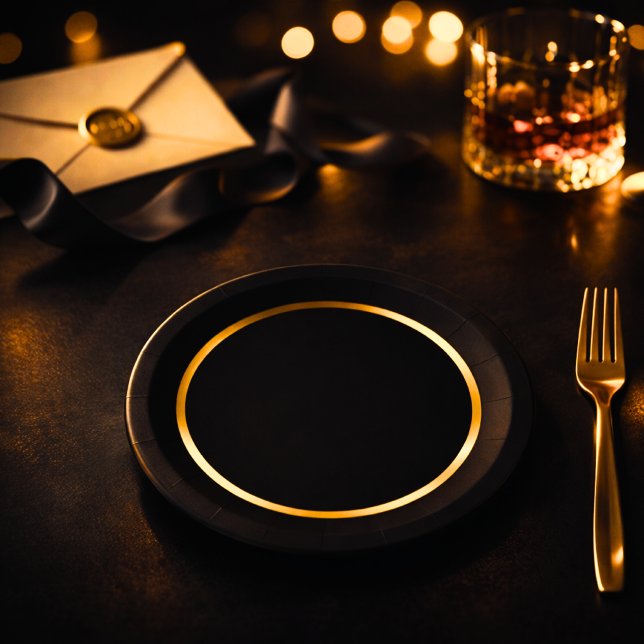 Plato De Papel Black & Gold Poker Night Party Plates (Subido por el creador)