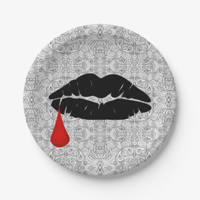 Plato De Papel Black Gothic Vampire Kiss Vamp 7" (Anverso)