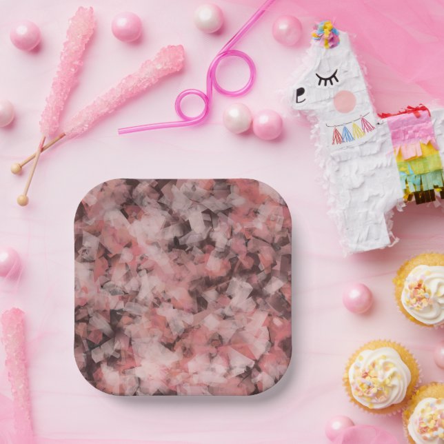 Plato De Papel Black Gray Pink White Modern Geometric Abstract (Fiesta)