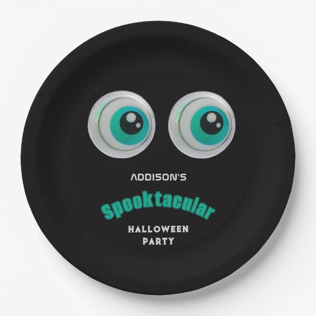 Plato De Papel Black Horror Oye Spooktacular Halloween Party (Anverso)