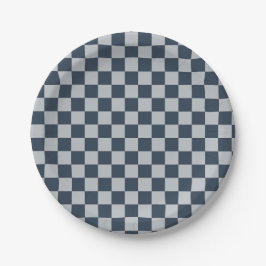 Plato De Papel Black ice checkered board pattern