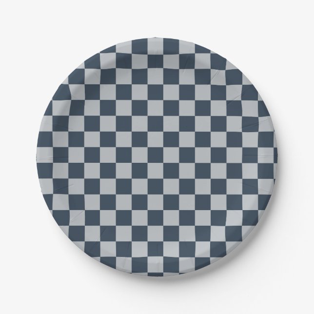 Plato De Papel Black ice checkered board pattern (Anverso)