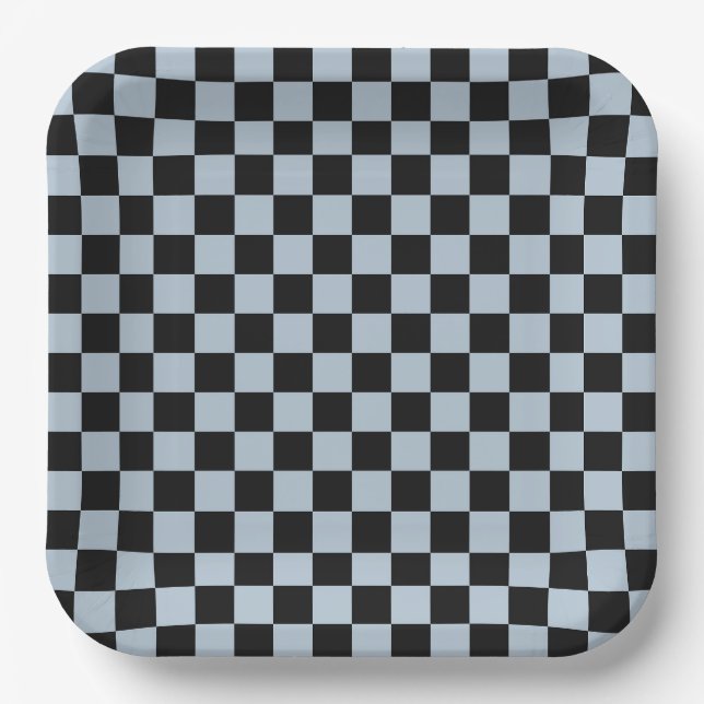 Plato De Papel Black ice checkered pattern (Anverso)