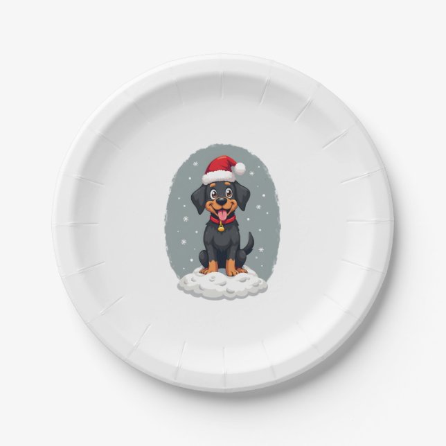 Plato De Papel Black Labrador Christmas Santa Hat Xmas Pajama T-S (Anverso)