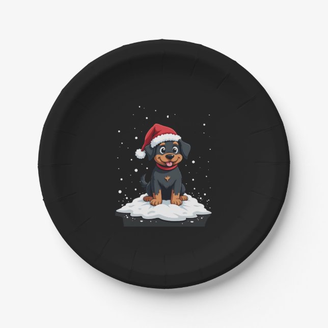 Plato De Papel Black Labrador Christmas Santa Hat Xmas Pajama T-S (Anverso)