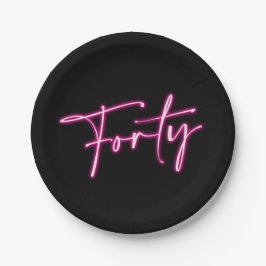 Plato De Papel Black Neon Pink 400th Birthday Paper Plates