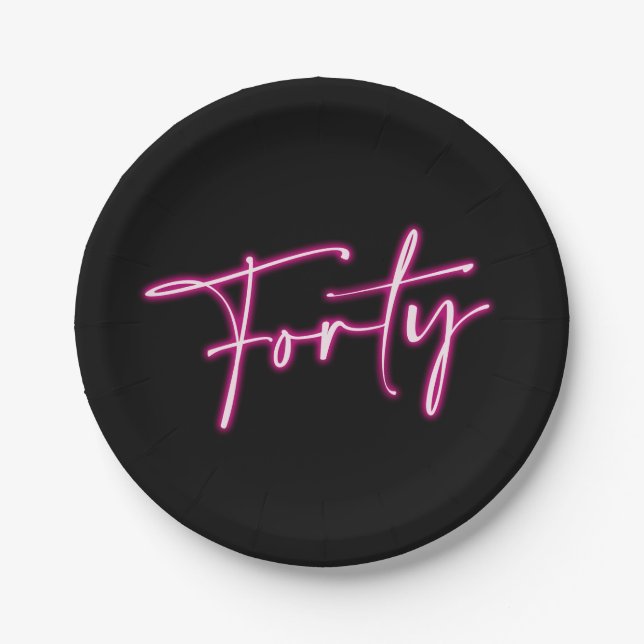 Plato De Papel Black Neon Pink 400th Birthday Paper Plates (Anverso)