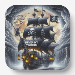 Plato De Papel Black Sails Ahead Pirate Theme Birthday Party