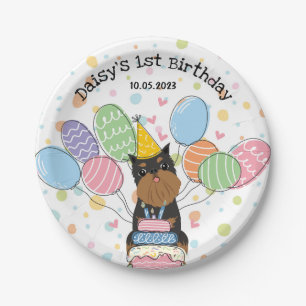 Plato De Papel Black Tan Brussels Griffon Dog Birday Party