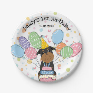 Plato De Papel Black Tan Brussels Griffon Dog Birday Party