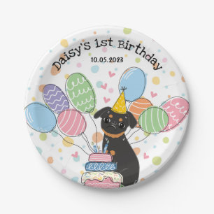 Plato De Papel Black Tan Brussels Griffon Dog Birday Party