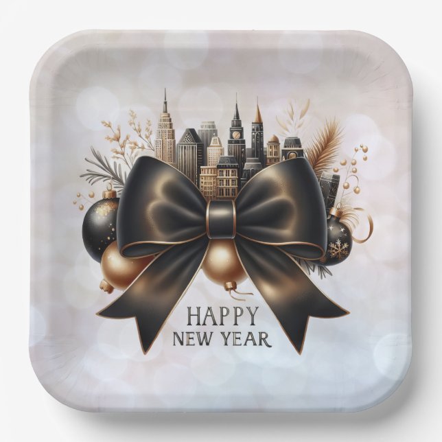 Plato De Papel Black Tie New Year with Global Flair (Anverso)