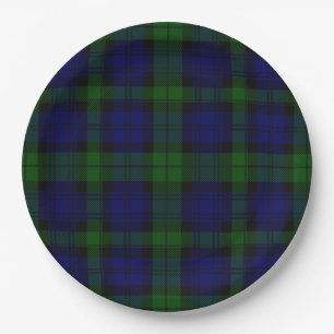 Plato De Papel Black Watch Tartan Blue Green Plage