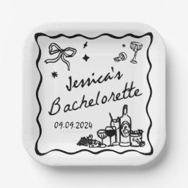 Plato De Papel Black Whimsical Beach Bachelorette Party