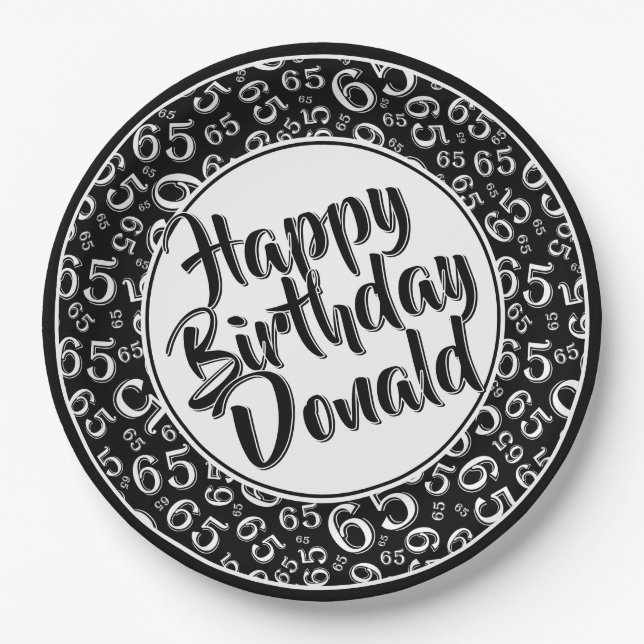 Plato De Papel Black/White 65th Random Number Pattern (Anverso)