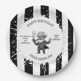 Plato De Papel Black White Stripe Psychology Freud CARTOON