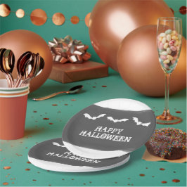 Plato De Papel Black White Watercolor Bats Halloween