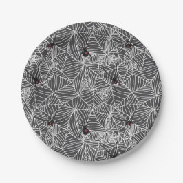 Plato De Papel Black Widder Spider Web Gray