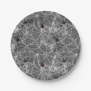 Plato De Papel Black Widder Spider Web Gray