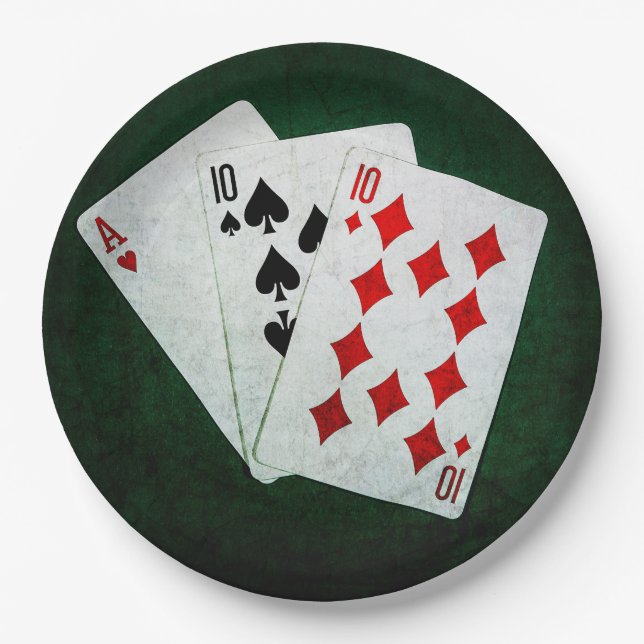 Plato De Papel Blackjack 21 punto - As, Diez, Diez (Anverso)