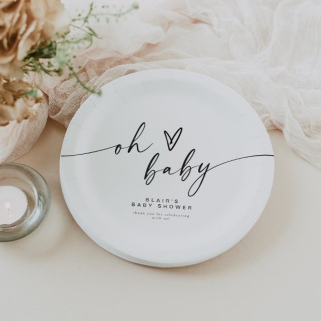 Plato De Papel BLAIR Modern Minimal Boho Oh Baby Shower (Subido por el creador)
