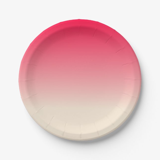 Plato De Papel Blanco Antiguo y Rosa Americano Ombre (Anverso)