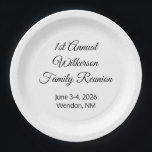 Plato De Papel Blanco de la unión familiar<br><div class="desc">Las reuniones familiares son eventos realmente especiales. Este plato está diseñado para eso. Cambiar el estilo de las letras. Cambiar el color de la placa. Puedes decidir. ¡Personalizable. Por Sharon Lee Hudson.</div>