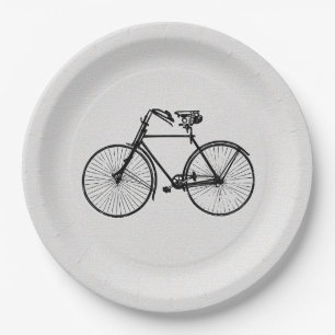 Plato De Papel Blanco del negro   de la bici de la bicicleta de