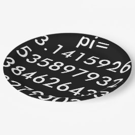 Plato De Papel blanco del negro del día del pi= 3,14159 pi del