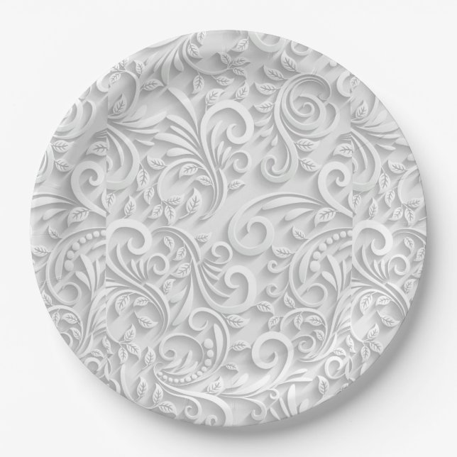 Plato De Papel Blanco elegante (Anverso)