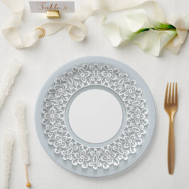 Plato De Papel Blanco Faux Lace Elegante Vintage