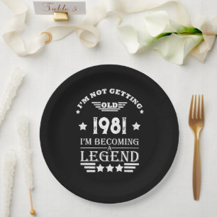 Plato De Papel Blanco negro de cumpleaños vintage personalizado
