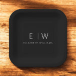 Plato De Papel Blanco negro Minimalista clásico elegante<br><div class="desc">Disfrute de su experiencia gastronómica con nuestra elegante y clásica placa Minimalista de Monograma. Este plato, de diseño meticuloso, combina a la perfección la sofisticación atemporal con el minimalismo contemporáneo, añadiendo un toque de elegancia refinada a los ambientes de las mesas. Elaborado con precisión y atención a los detalles, este...</div>