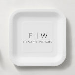 Plato De Papel Blanco negro Minimalista clásico elegante<br><div class="desc">Disfrute de su experiencia gastronómica con nuestra elegante y clásica placa Minimalista de Monograma. Este plato, de diseño meticuloso, combina a la perfección la sofisticación atemporal con el minimalismo contemporáneo, añadiendo un toque de elegancia refinada a los ambientes de las mesas. Elaborado con precisión y atención a los detalles, este...</div>