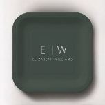 Plato De Papel Blanco negro negro oscuro verde elegante moderno M<br><div class="desc">Disfrute de su experiencia gastronómica con nuestra elegante y clásica placa Minimalista de Monograma. Este plato, de diseño meticuloso, combina a la perfección la sofisticación atemporal con el minimalismo contemporáneo, añadiendo un toque de elegancia refinada a los ambientes de las mesas. Elaborado con precisión y atención a los detalles, este...</div>