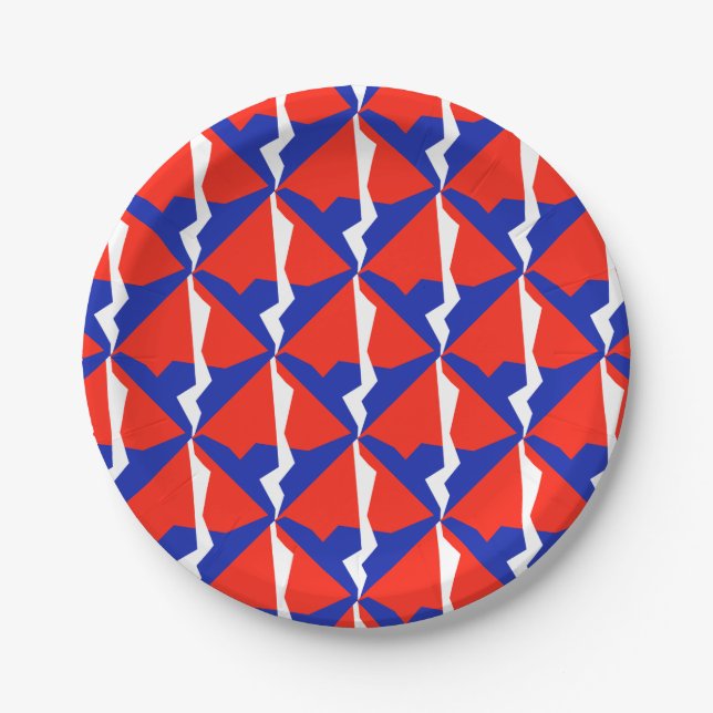 Plato De Papel Blanco Rojo Azul (Anverso)