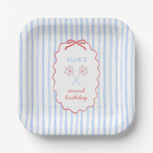 Plato De Papel Blanco Rojo y la placa de papel de cumpleaños de 2