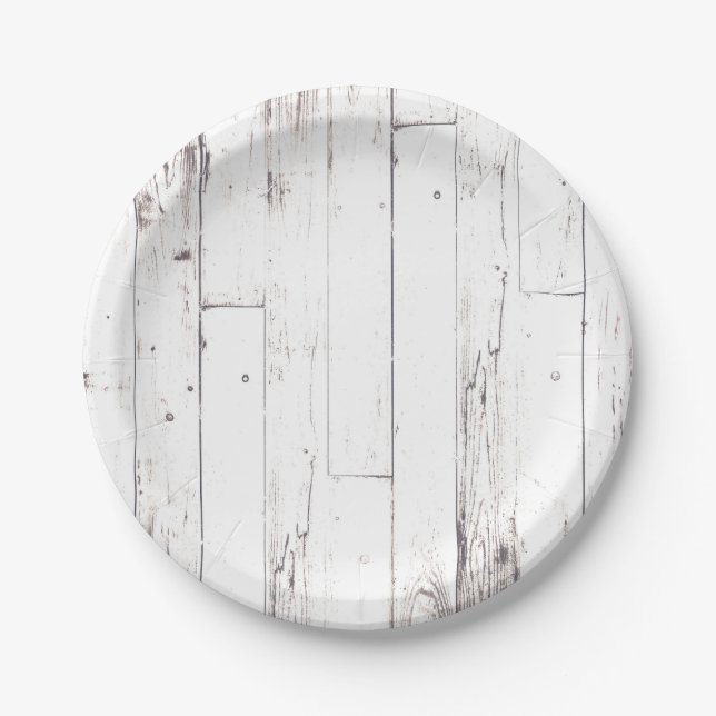 Plato De Papel Blanco Shabby Chic Rústico Granja Fiesta (Anverso)