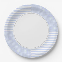 Plato De Papel Blanco y azul