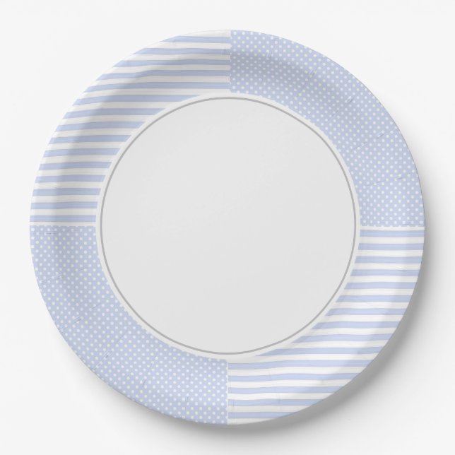 Plato De Papel Blanco y azul (Anverso)
